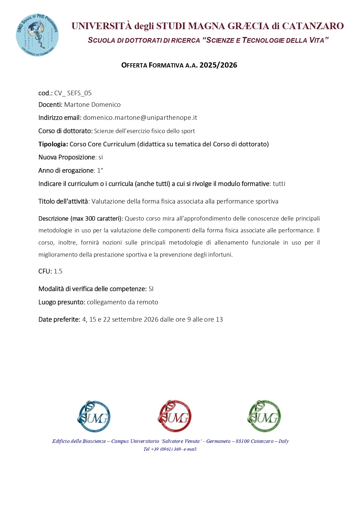 CV_ SEFS_05- Valutazione della forma fisica associata alla performance sportiva