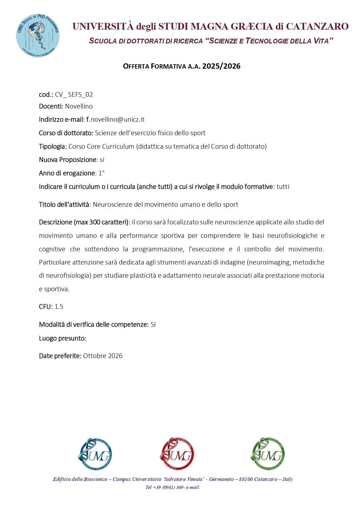 CV_ SEFS_02 - Neuroscienze del movimento umano e dello sport