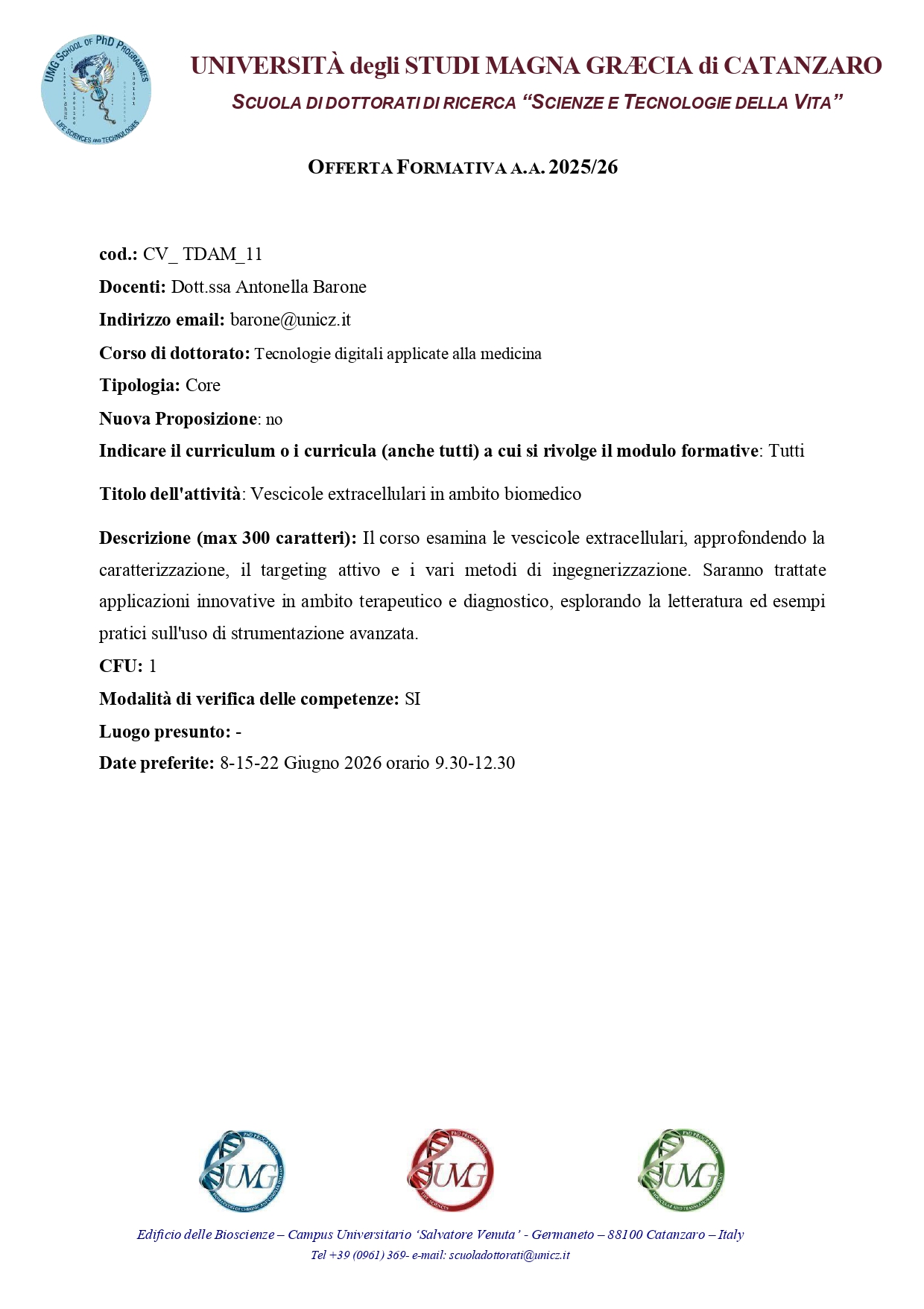 CV_ TDAM_11-Vescicole extracellulari in ambito biomedico
