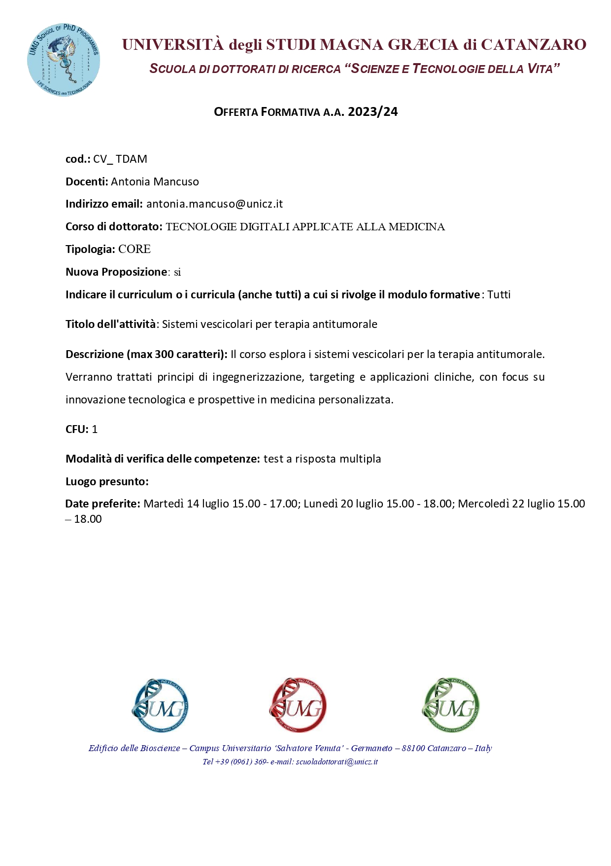 CV_TDAM_13-Sistemi vescicolari per terapia antitumorale
