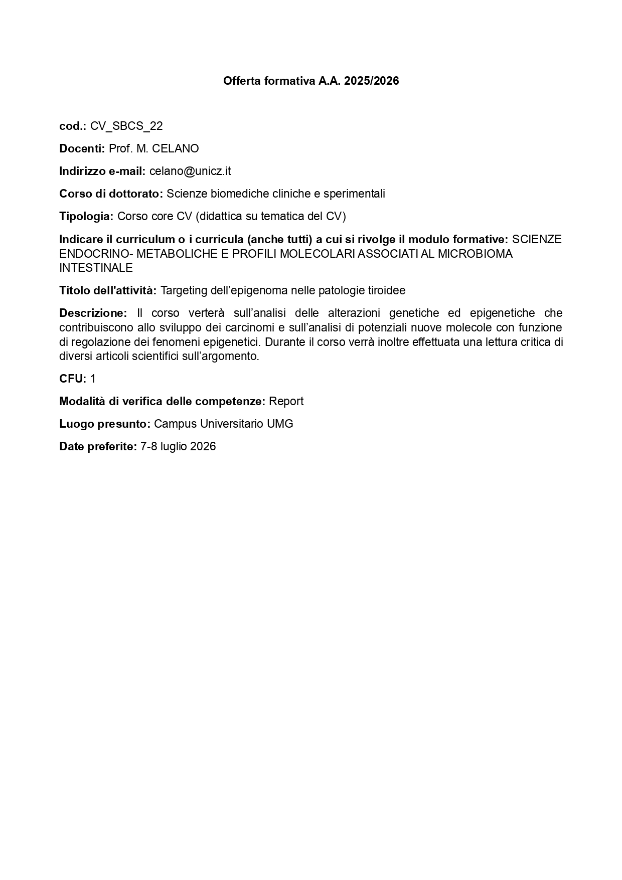 CV_SBCS_22-Targeting dell’epigenoma nelle patologie tiroidee
