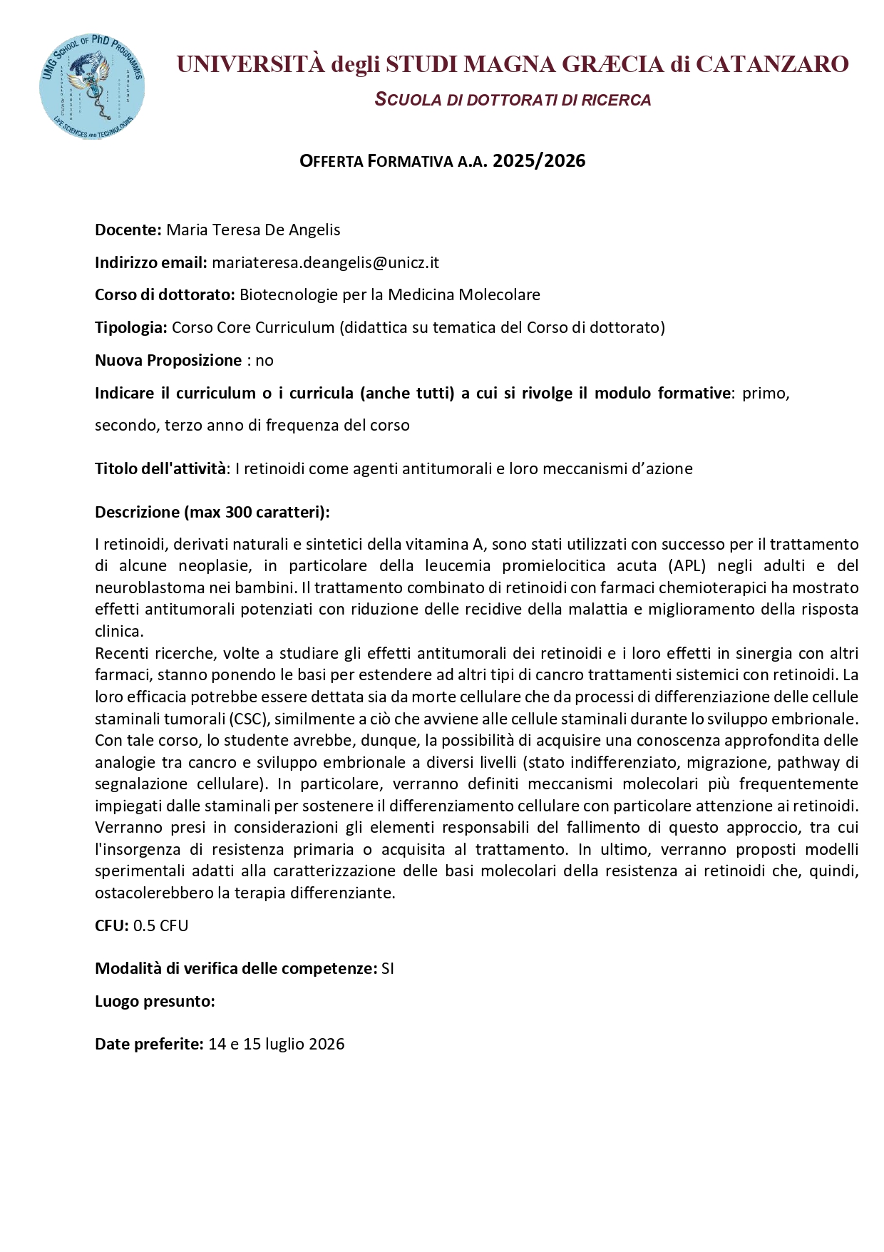 CV_BiotecMedMol_09-I retinoidi come agenti antitumorali e loro meccanismi d’azione