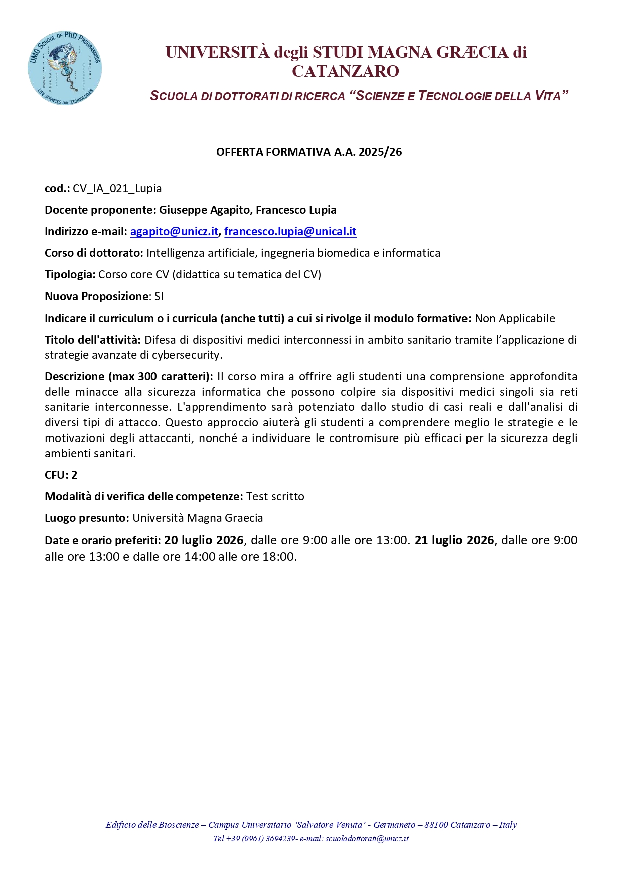 CV_IA_021-Difesa di dispositivi medici interconnessi in ambito sanitario tramite l’applicazione di strategie avanzate di cybersecurity